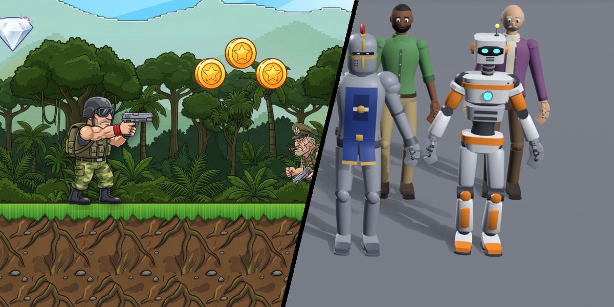 The Retro Commando HD art and the Low-Poly Characters
